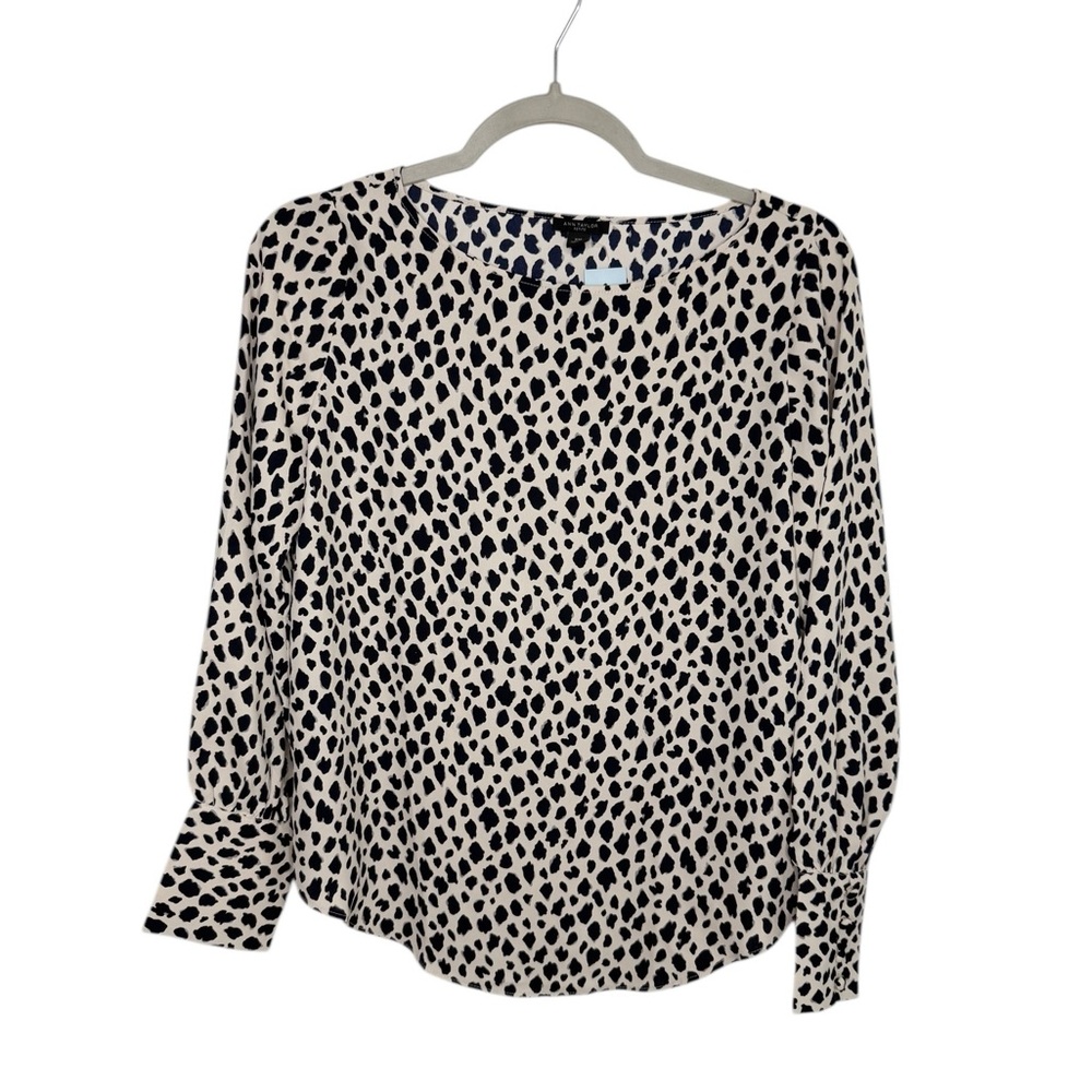 ANN TAYLOR Cheetah Print Long Sleeve Blouse Size XS Petite NWT